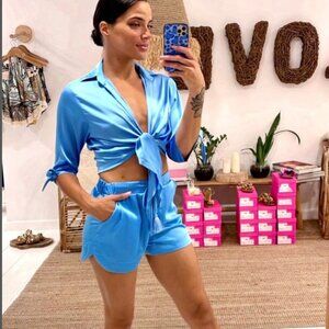 Pop St Barth Mika Top in BLUE